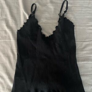 Free People Black Ribbed Top